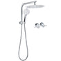 WELS 2in1 Round 12" Shower Head 3 Mode Handheld Gooseneck Arm Diverter Set Drill Free + Taps V1233-A703ROHR003M4CKSR112CPF0282A