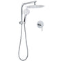 WELS 2in1 Round 12" Shower Head 3 Mode Handheld Drill Free Gooseneck Arm Diverter Set + Mixer V1233-A703ROHR003M4CKSR112KRD201CR