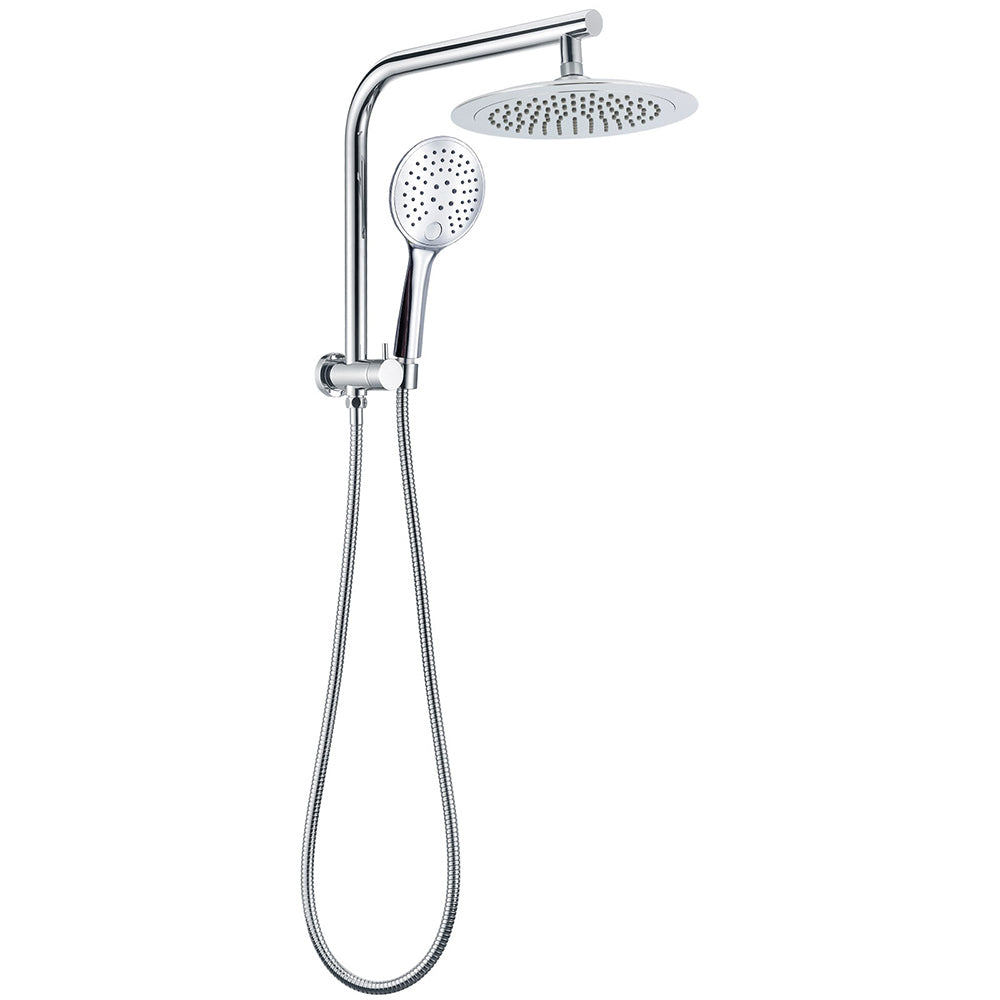 WELS Round 9" Twin Shower Head 3 Modes Handheld Gooseneck Wall Arm 2 in 1 Combo V1233-A703ROHR003M4CSR0901