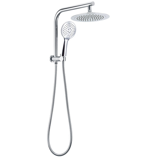 WELS Round 9" Twin Shower Head 3 Modes Handheld Gooseneck Wall Arm 2 in 1 Combo V1233-A703ROHR003M4CSR0901