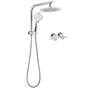 WELS Round 9" Twin Shower Head 3 Mode Handheld Gooseneck Wall Arm 2 in 1 Combo Taps Set V1233-A703ROHR003M4CSR0901CPF0282A
