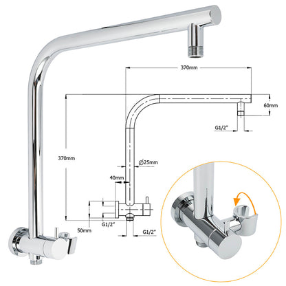 WELS Round 9" Twin Shower Head 3 Mode Handheld Gooseneck Wall Arm 2 in 1 Combo Taps Set V1233-A703ROHR003M4CSR0901CPF0282A