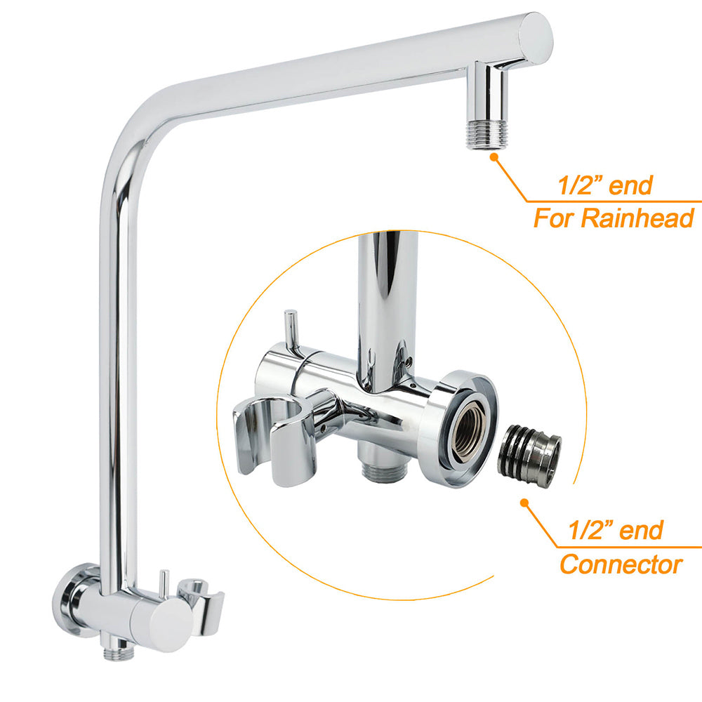 WELS Round 9" Twin Shower Head 3 Mode Handheld Gooseneck Wall Arm 2 in 1 Combo Taps Set V1233-A703ROHR003M4CSR0901CPF0282A
