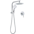 WELS Round 9" Twin Shower Head 3 Mode Handheld Gooseneck Wall Arm 2 in 1 Combo Mixer Set V1233-A703ROHR003M4CSR0901KRD201CR