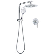 WELS Round 9" Twin Shower Head 3 Mode Handheld Gooseneck Wall Arm 2 in 1 Combo Mixer Set V1233-A703ROHR003M4CSR0901KRD201CR