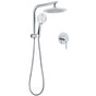 WELS Round 9" Twin Shower Head 3 Mode Handheld Gooseneck Wall Arm 2 in 1 Combo Mixer Set V1233-A703ROHR003M4CSR0901KRD201CR