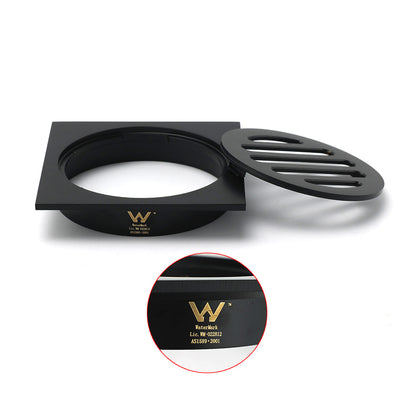 Matt Black Stainless Steel 85x85mm Small Square Shower Grate Floor Drain 72mm Outlet V1233-BD073BL