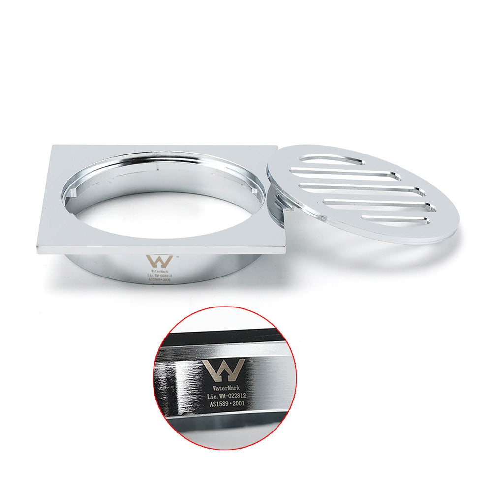 Watermark Stainless Steel 85x85mm Small Square Shower Grate Floor Drain 72mm Outlet V1233-BD073CR