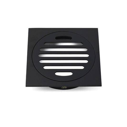 Black Bathroom 110mm Small Square Shower Grate Floor Drain 95mm Outlet Watermark V1233-BD078BL