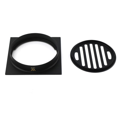 Black Bathroom 110mm Small Square Shower Grate Floor Drain 95mm Outlet Watermark V1233-BD078BL