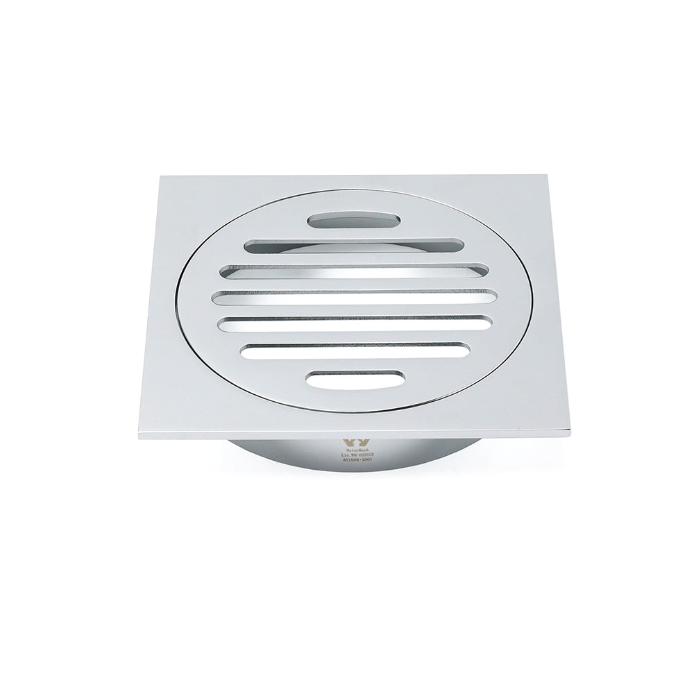 Chrome Stainless Steel 110mm Small Square Shower Grate Floor Drain 95mm Outlet V1233-BD078CR