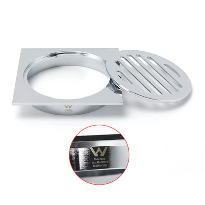 Chrome Stainless Steel 110mm Small Square Shower Grate Floor Drain 95mm Outlet V1233-BD078CR