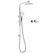 Chrome Round 8" Rainfall Shower Head 3 Modes Handheld Rose Silde Rail Twin Taps Set V1233-C4902B22HR002M4CKSR108CPF0282A