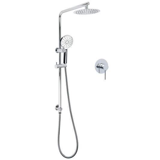 Chrome Round 8" Rainfall Shower Head 3 Modes Handheld Rose Silde Rail Twin Set Mixer V1233-C4902B22HR002M4CKSR108KRD201CR
