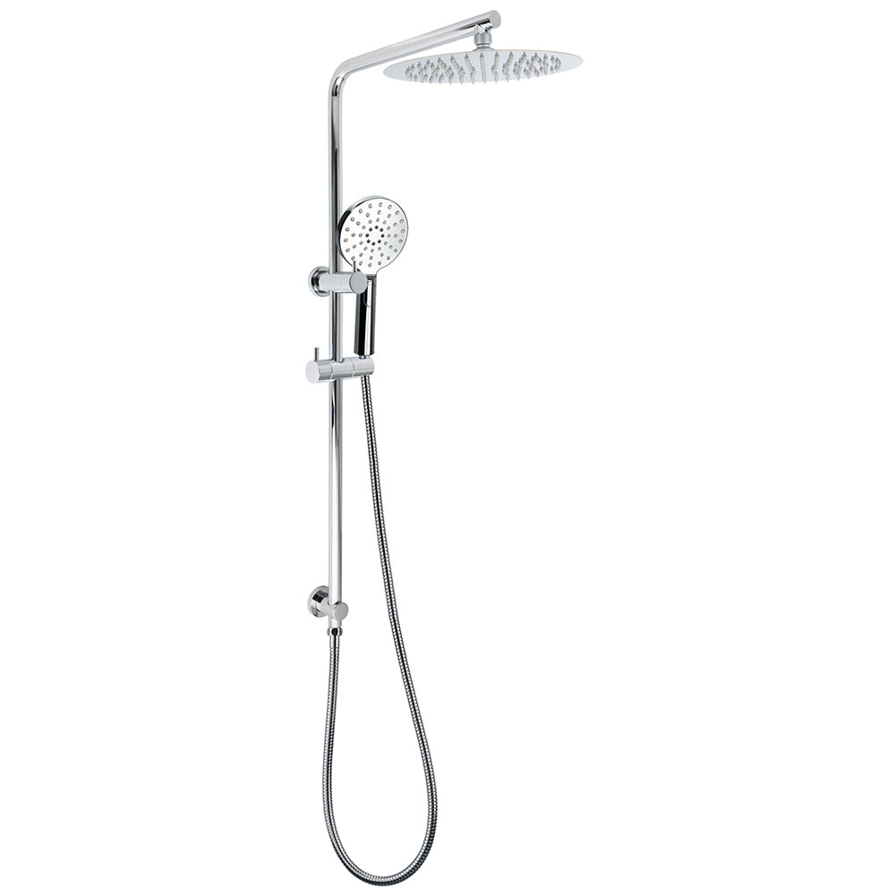Twin Shower Set 10" Rainfall Head 3 Modes Handheld Rose Silde Rail Chrome Round V1233-C4902B22HR002M4CKSR110