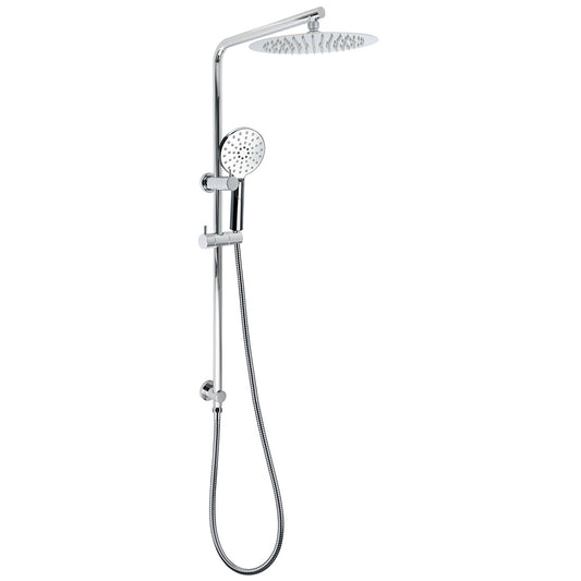 Twin Shower Set 10" Rainfall Head 3 Modes Handheld Rose Silde Rail Chrome Round V1233-C4902B22HR002M4CKSR110
