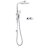 WELS Dual Shower Set 10" Rainfall Head 3 Modes Handheld Rose Silde Rail Chrome Round Taps V1233-C4902B22HR002M4CKSR110CPF0282A