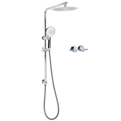 WELS Dual Shower Set 10" Rainfall Head 3 Modes Handheld Rose Silde Rail Chrome Round Taps V1233-C4902B22HR002M4CKSR110CPF0282A