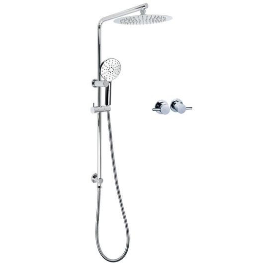 WELS Dual Shower Set 10" Rainfall Head 3 Modes Handheld Rose Silde Rail Chrome Round Taps V1233-C4902B22HR002M4CKSR110CPF0282A