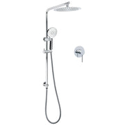 WELS Twin Shower Set 10" Rainfall Head 3 Modes Handheld Rose Silde Rail Chrome Round Mixer V1233-C4902B22HR002M4CKSR110KRD201CR