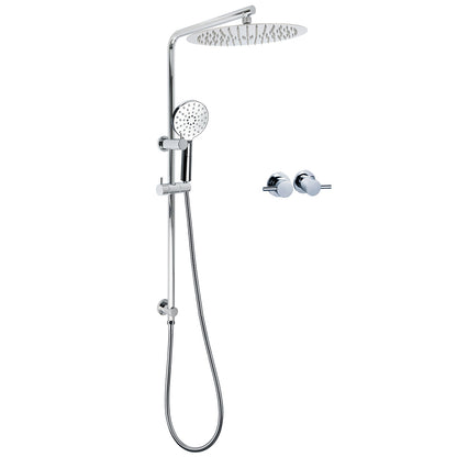 WELS Dual Shower Set Large Round 12" Rainfall Head 3 Modes Handheld Silde Rail Twin Taps V1233-C4902B22HR002M4CKSR112CPF0282A