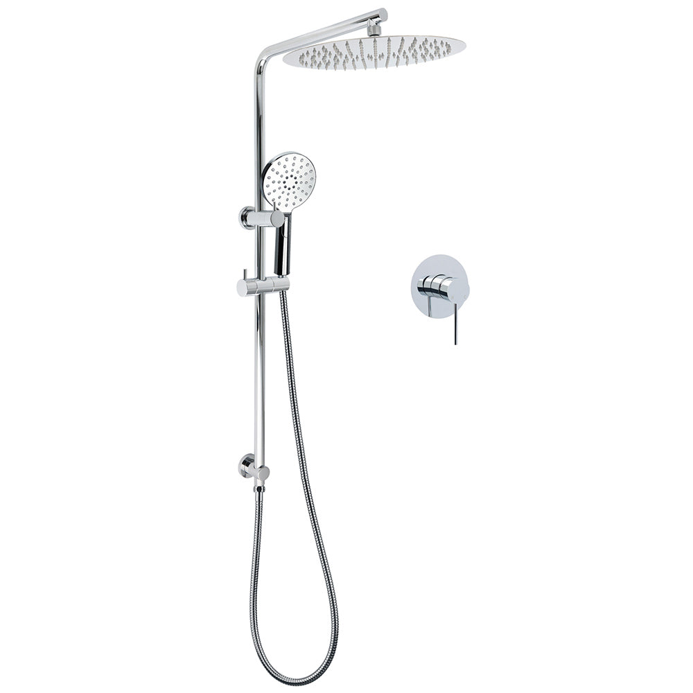 WELS Twin Shower Set Large Round 12" Rainfall Head 3 Modes Handheld Silde Rail + Mixer V1233-C4902B22HR002M4CKSR112KRD201CR