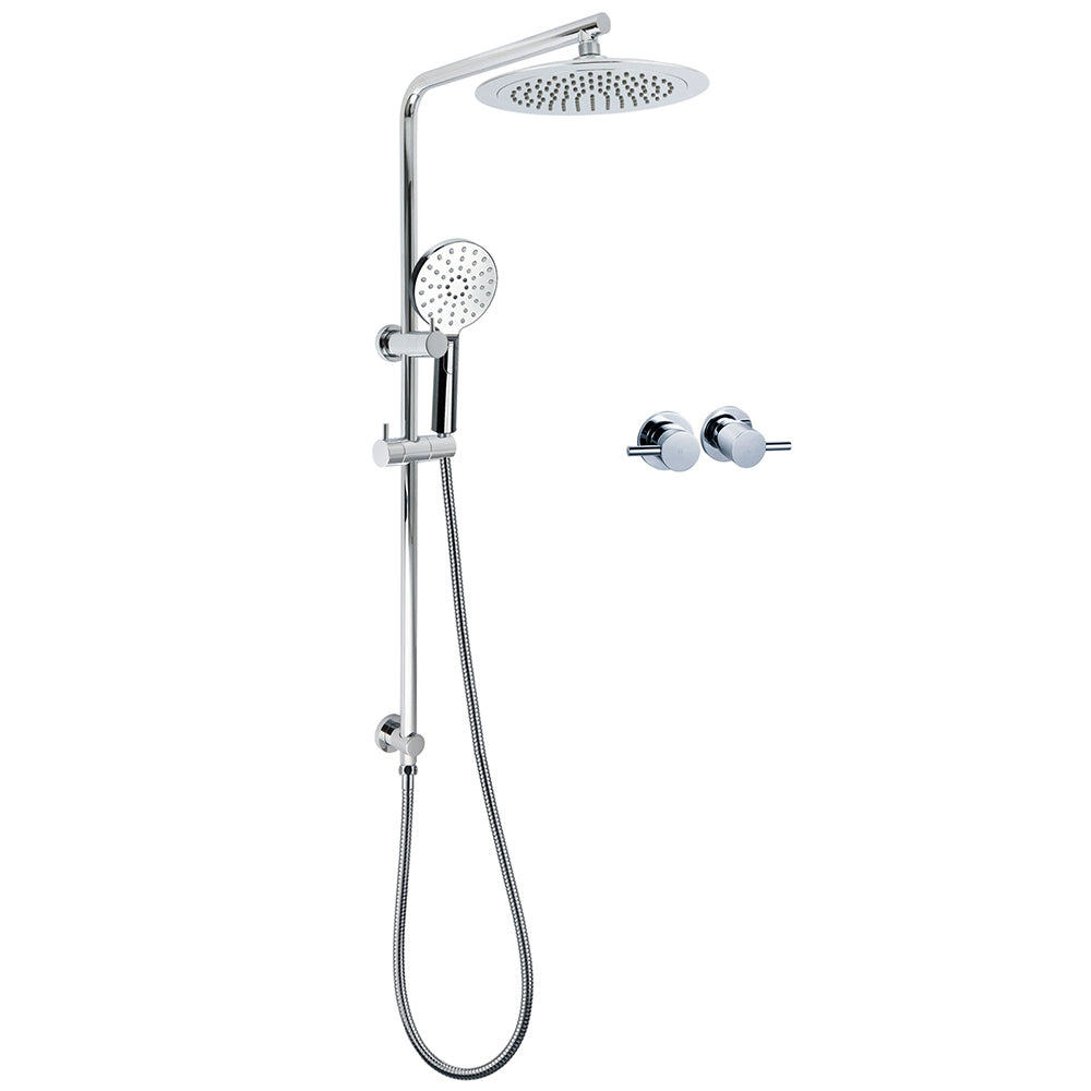 WELS Chrome 9" Rain Shower Head 3 Modes Handheld Rose Slide Rail Set Twin Taps V1233-C4902B22HR002M4CSR0901CPF0282A