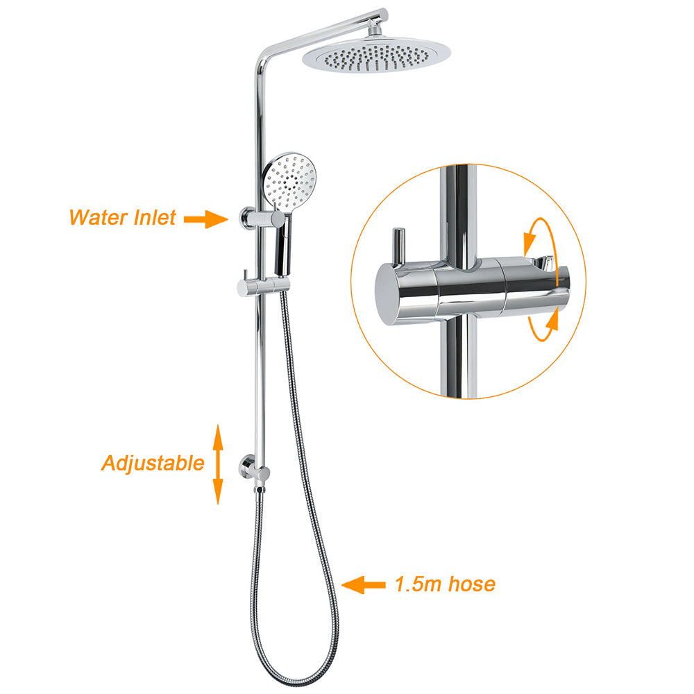 WELS Chrome 9" Rain Shower Head 3 Modes Handheld Rose Slide Rail Set Twin Taps V1233-C4902B22HR002M4CSR0901CPF0282A