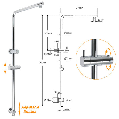 WELS Chrome 9" Rain Shower Head 3 Modes Handheld Rose Slide Rail Set Diverter Mixer V1233-C4902B22HR002M4CSR0901KRD201CR