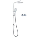 Chrome Double Square 8" Shower Head Set 3 Function Handheld Rail Diverter Arm + Taps V1233-C4902B22HR003M4CKSR108CPF0282A