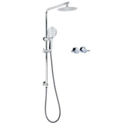 Chrome Double Square 8" Shower Head Set 3 Function Handheld Rail Diverter Arm + Taps V1233-C4902B22HR003M4CKSR108CPF0282A