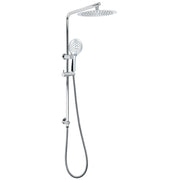 250mm Rain Shower Head Round Handheld Sliding Rail Diverter Arm 2in1 Set Chrome V1233-C4902B22HR003M4CKSR110