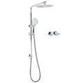 Chrome 250mm Rain Shower Head Round Handheld Sliding Rail Diverter Arm Twin Taps Set V1233-C4902B22HR003M4CKSR110CPF0282A