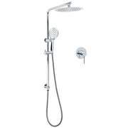 WELS Chrome 10" Rain Shower Head Round Handheld Sliding Rail Diverter Arm Twin Set Mixer V1233-C4902B22HR003M4CKSR110KRD201CR