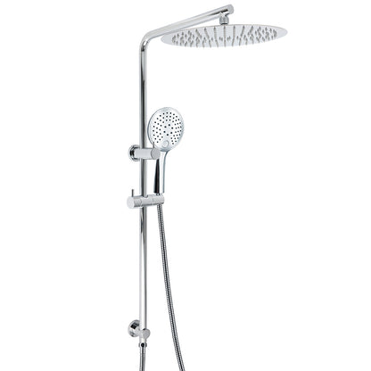WELS Double Round Shower Head Handheld Sliding Rail Arm Chrome 12" Rainfall Set V1233-C4902B22HR003M4CKSR112