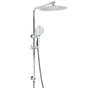 WELS Double Round Shower Head Handheld Sliding Rail Arm Chrome 12" Rainfall Set V1233-C4902B22HR003M4CKSR112