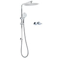 WELS Double Round Shower Head Handheld Sliding Rail Arm Chrome 12" Rainfall Twin Taps Set V1233-C4902B22HR003M4CKSR112CPF0282A