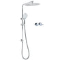 WELS Double Round Shower Head Handheld Sliding Rail Arm Chrome 12" Rainfall Twin Taps Set V1233-C4902B22HR003M4CKSR112CPF0282A