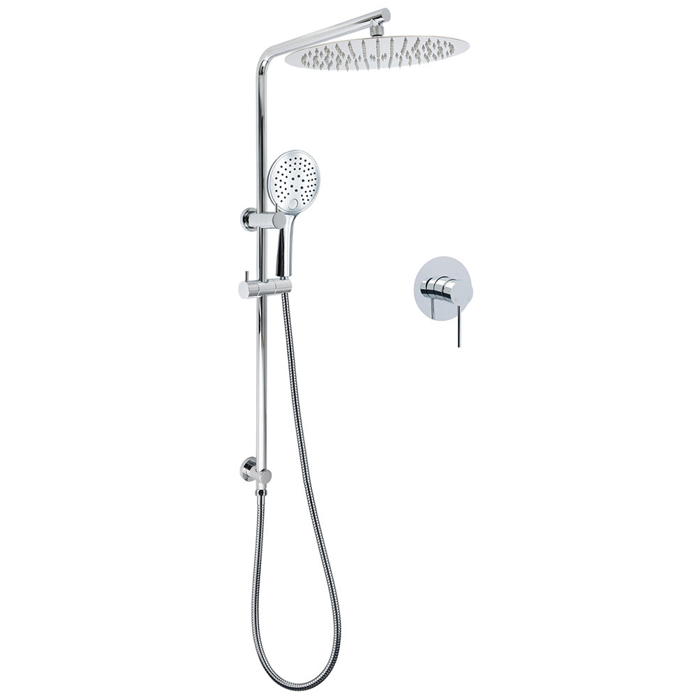 WELS Round Shower Head Handheld Sliding Rail Arm Chrome 12" Rainfall 2in1 Mixer Set V1233-C4902B22HR003M4CKSR112KRD201CR