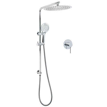 WELS Round Shower Head Handheld Sliding Rail Arm Chrome 12" Rainfall 2in1 Mixer Set V1233-C4902B22HR003M4CKSR112KRD201CR