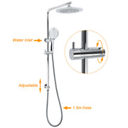 Chrome 9" Plastic Rain Shower Head 3 Modes Handheld Rose Slide Rail Diverter Switch Set V1233-C4902B22HR003M4CSR0901