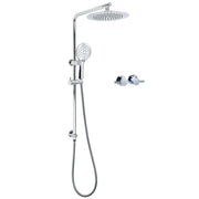 WELS Chrome 9" Plastic Rain Shower Head 3 Modes Handheld Rose Slide Rail Twin Taps V1233-C4902B22HR003M4CSR0901CPF0282A