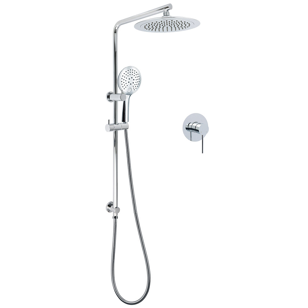 Chrome 9" Plastic Rain Shower Head 3 Modes Handheld Rose Slide Rail Diverter Mixer Set V1233-C4902B22HR003M4CSR0901KRD201CR