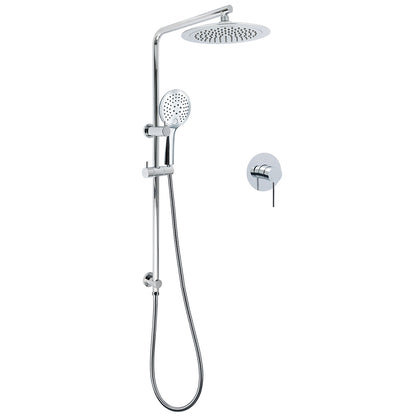 Chrome 9" Plastic Rain Shower Head 3 Modes Handheld Rose Slide Rail Diverter Mixer Set V1233-C4902B22HR003M4CSR0901KRD201CR