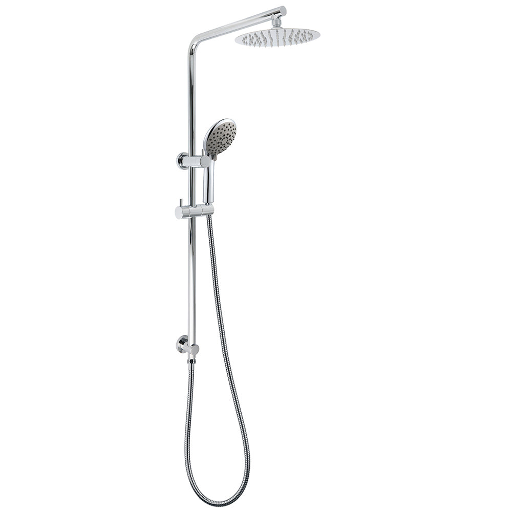 WELS Chrome Dual 8" Slim Rain Shower 5 Modes Rose Mixer Valve Sliding Rail Set V1233-C4902B22HR005M5C1KSR108