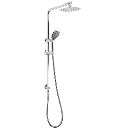 WELS Chrome Dual 8" Slim Rain Shower 5 Modes Rose Mixer Valve Sliding Rail Set V1233-C4902B22HR005M5C1KSR108