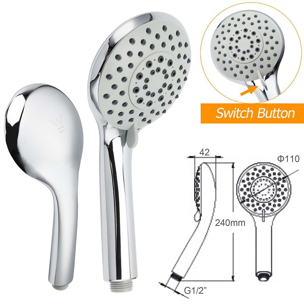 WELS Chrome Dual 8" Slim Rain Shower 5 Modes Rose Mixer Valve Sliding Rail Set V1233-C4902B22HR005M5C1KSR108