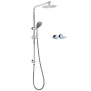 WELS Chrome Dual 8" Slim Rain Shower 5 Modes Rose Mixer Valve Sliding Rail Set + Taps V1233-C4902B22HR005M5C1KSR108CPF0282A