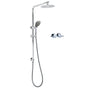 WELS Chrome Dual 8" Slim Rain Shower 5 Modes Rose Mixer Valve Sliding Rail Set + Taps V1233-C4902B22HR005M5C1KSR108CPF0282A