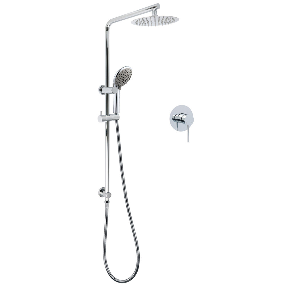 WELS Chrome Dual 8" Slim Rain Shower 5 Modes Rose Mixer Valve Sliding Rail Set + Mixer V1233-C4902B22HR005M5C1KSR108KRD201CR